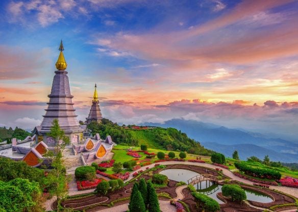 purple and blue sky over Doi Inthanon National Park, Chiang Mai