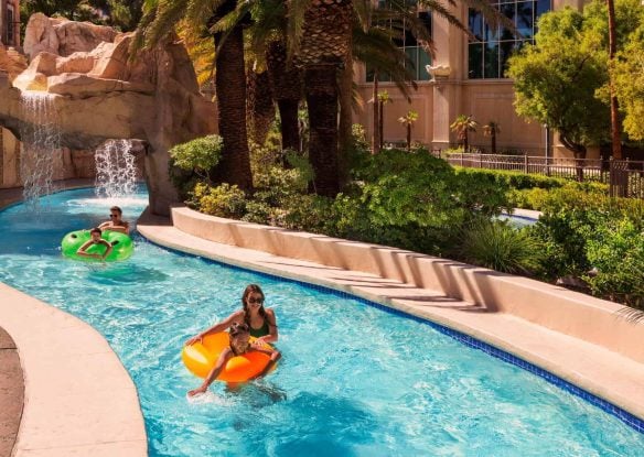 Family is floating down the lazy river