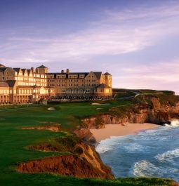 Hotel on the edge of the ocean cliff