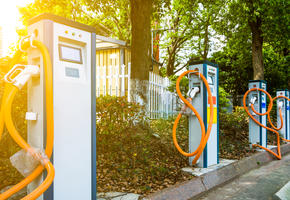 Roadside EV charging station 