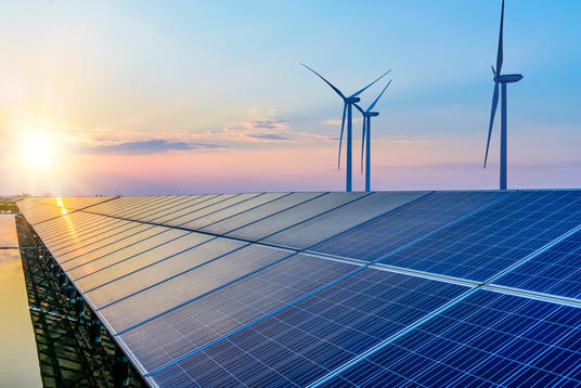 Wind turbines and solar panels