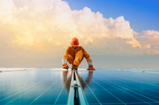 solar panel worker