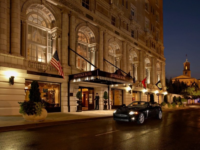 The entrance to The Hermitage Hotel, Nashville, TN