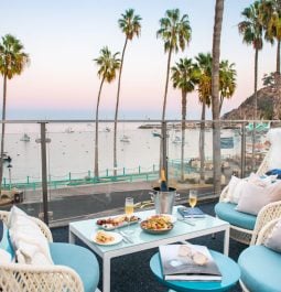 Hotel room balcony with an ocean view