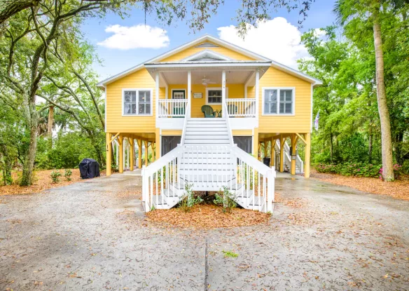 Yellow and white beach house